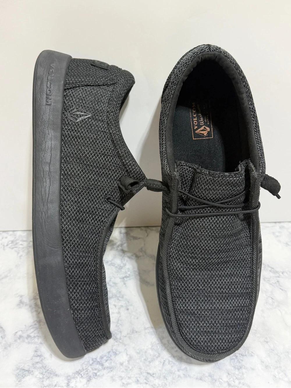 Men's Volcom Composite Toe black canvas Slip-On Moc Toe Work Shoe VM30802 11.5